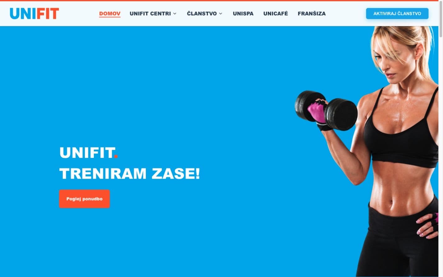 Spletna stran Unifit s predstavitvijo članstva